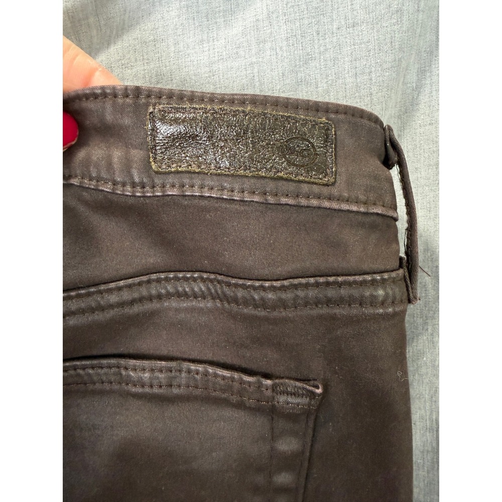 AG Adriano Goldschmied Coated Legging Ankle Jeans Size 29R Brown Leather Look - Picture 7 of 12